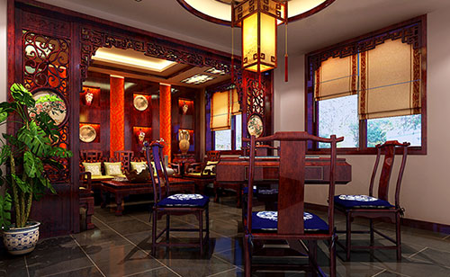 通江古典中式风格茶楼包间设计装修效果图